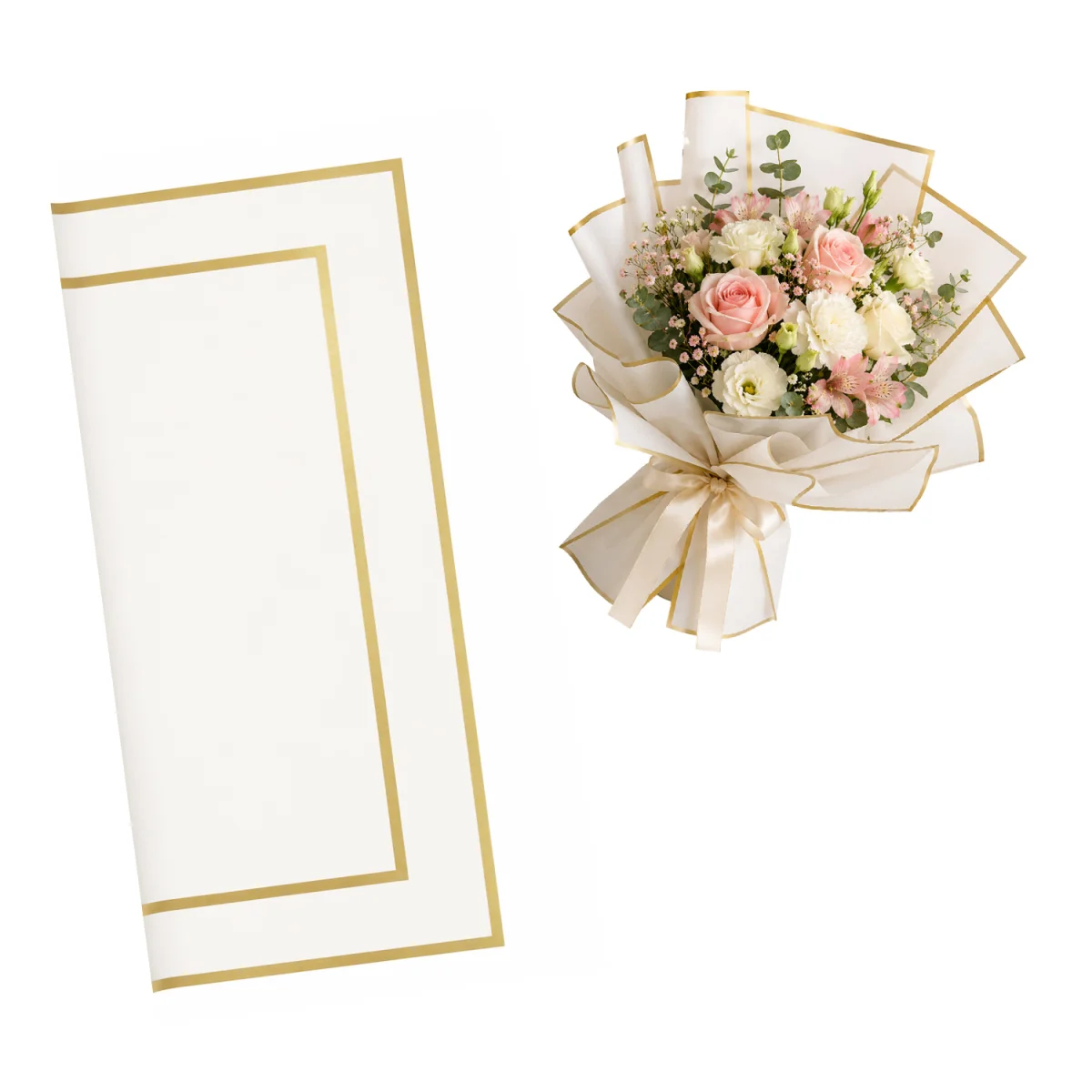 PAPEL COREANO BLANCO BORDE DORADO X20
