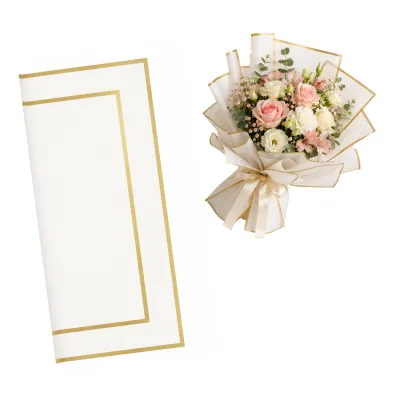 PAPEL COREANO BLANCO BORDE DORADO X20