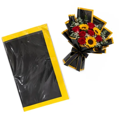 PAPEL COREANO NEGRO BORDE DORADO X20