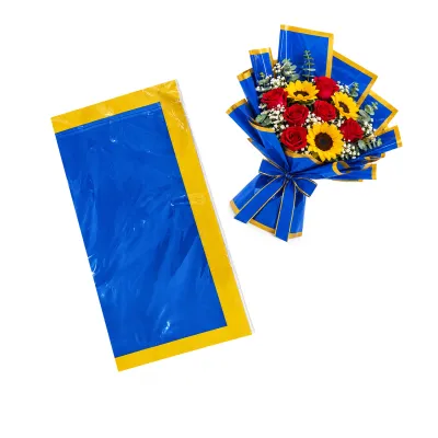 PAPEL COREANO AZUL BORDE DORADO X20
