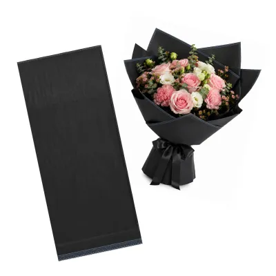 PAPEL COREANO NEGRO BORDE ESTAMPADO X20