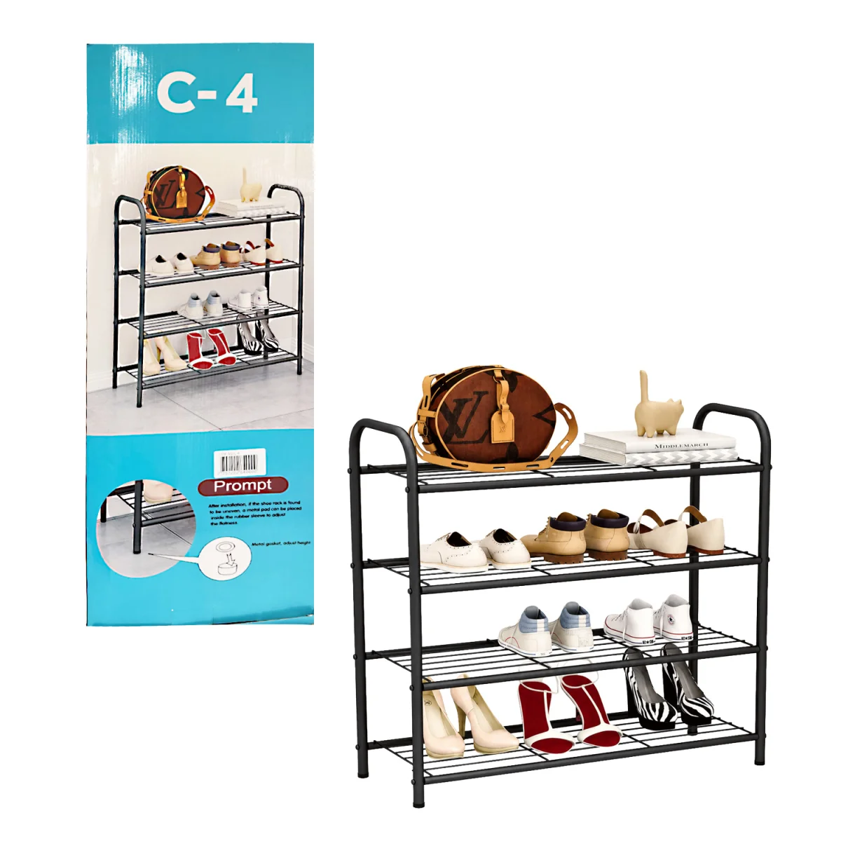 ORGANIZADOR METALICO PARA ZAPATOS 4 NIVELES 64*23*64CM