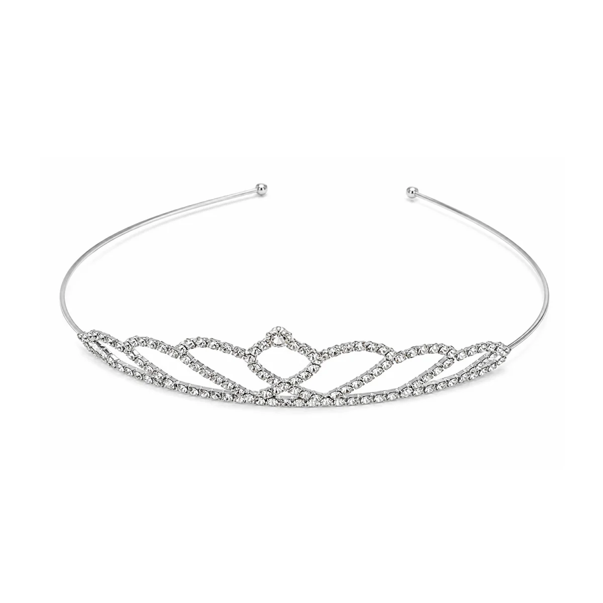 DIADEMA PRINCESA METALICA PLATEADA 14.5CM (PQTX25)