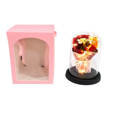 RAMO ROSA ARTIFICIAL ROJA CON LUZ ENCAPSULADA