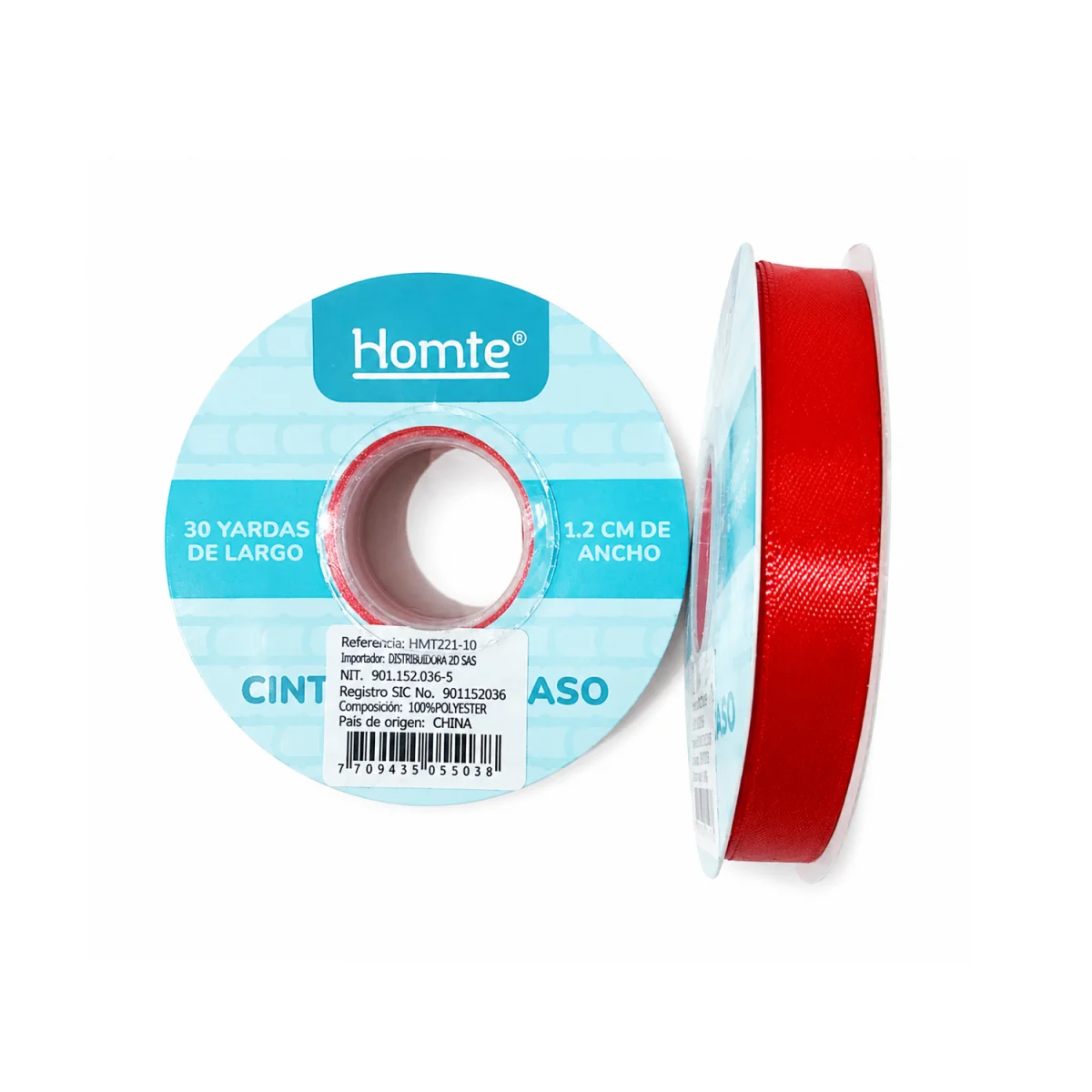 CINTA DOBLE RASO ROJA 1.2CM*30Y (PQTX10)