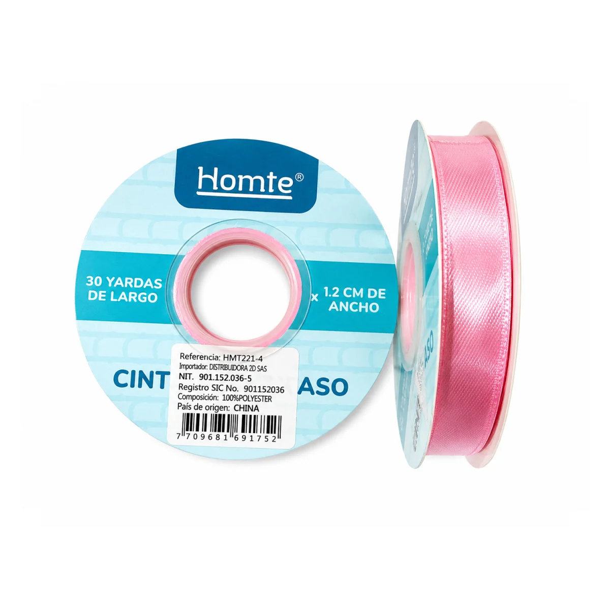 CINTA DOBLE RASO ROSADA 1.2CM*30Y (PQTX10)