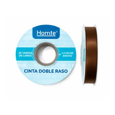 CINTA DOBLE RASO CAFE 1.2CM*30Y (PQTX10)