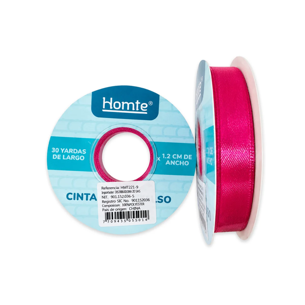 CINTA DOBLE RASO FUCSIA 1.2CM*30Y (PQTX10)