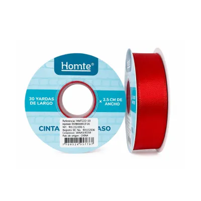 CINTA DOBLE RASO ROJA 2.5CM*30Y (PQTX5)