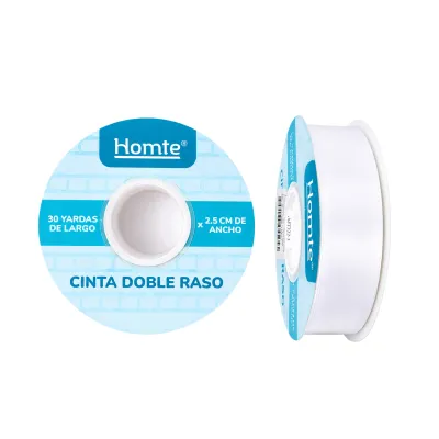 CINTA DOBLE RASO BLANCA 2.5CM*30Y (PQTX5)