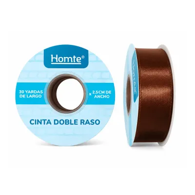 CINTA DOBLE RASO CAFE 2.5CM*30Y (PQTX5)