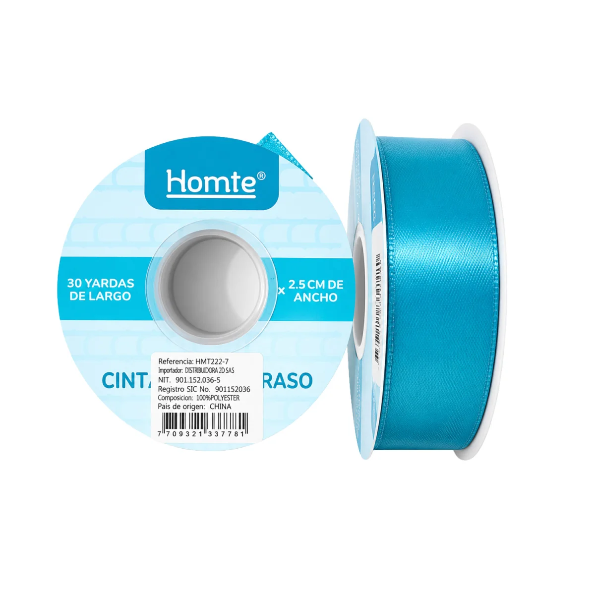 CINTA DOBLE RASO AZUL CIAN 2.5CM*30Y (PQTX5)