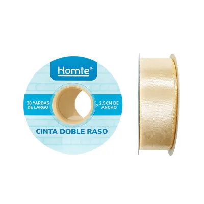 CINTA DOBLE RASO CREMA 2.5CM*30Y (PQTX5)