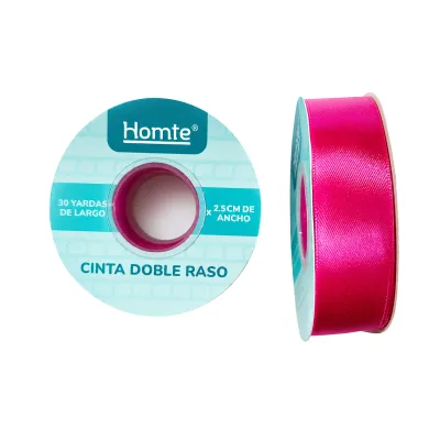CINTA DOBLE RASO FUCSIA 2.5CM*30Y (PQTX5)