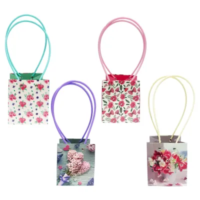 BOLSA REGALO TIPO BOLSO FLORES 13*9.5*15.5CM (PQTX10)