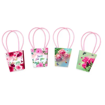 BOLSA REGALO TIPO BOLSO FLORES 13*9.5*15.5CM (PQTX10)