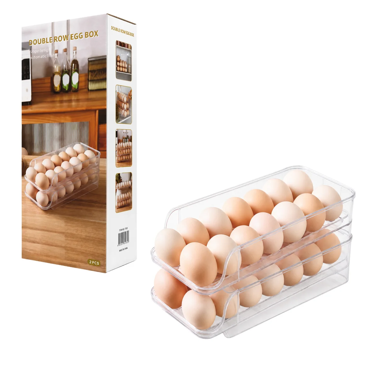 ESTANTE ORGANIZADOR DE HUEVOS 2 NIVELES 32*14*5.5CM