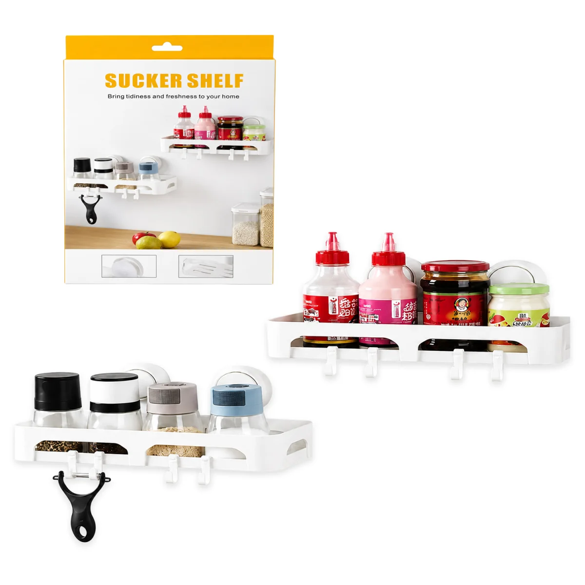 SOPORTE DE PARED CON CHUPAS MULTIUSOS