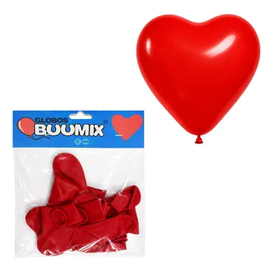 GLOBO DE LATEX CORAZON LISO ROJO R10X12 (PQTX12)