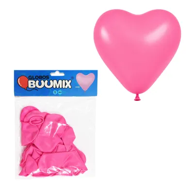 GLOBO DE LATEX CORAZON LISO ROSADO R10X12 (PQTX12)