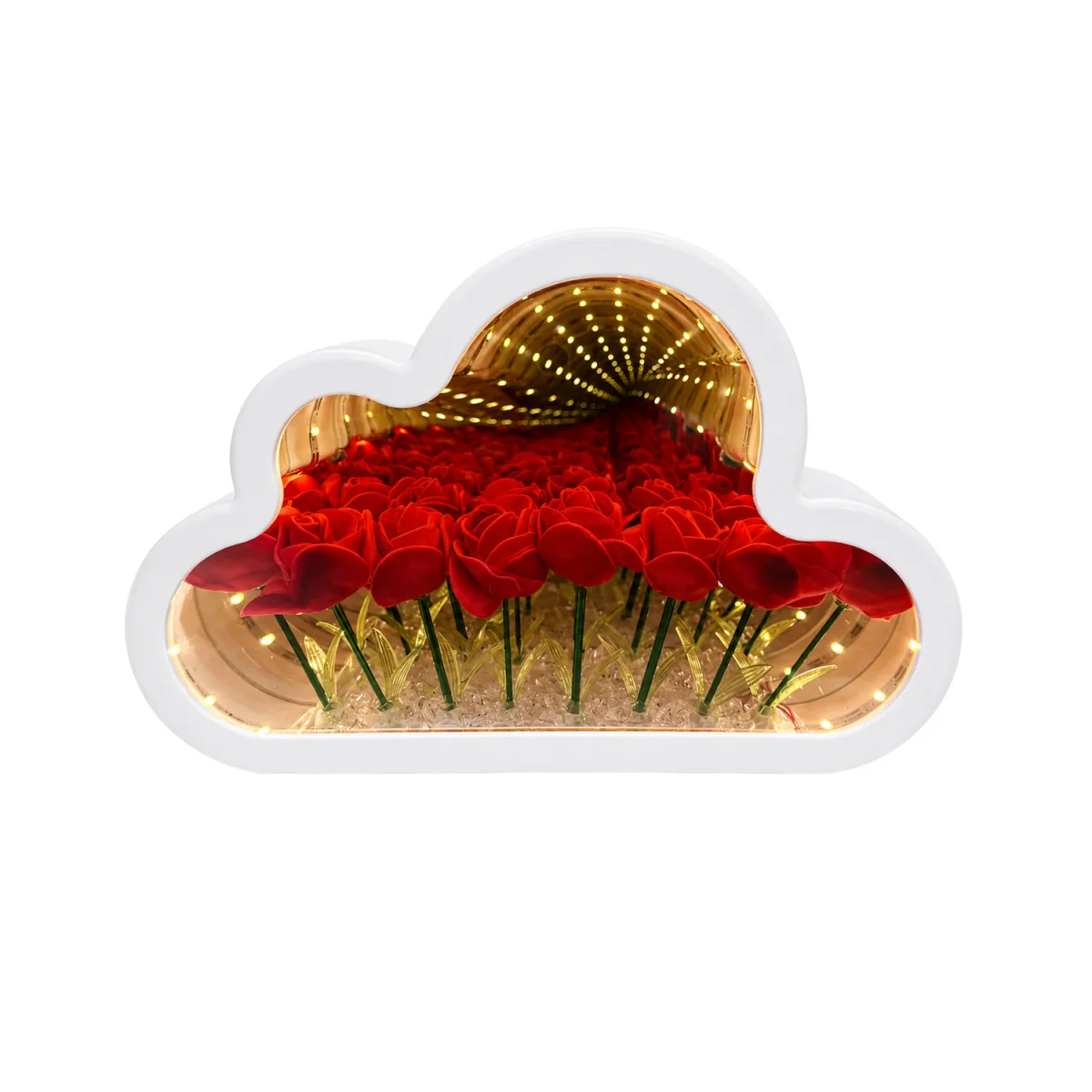 LAMPARA ESPEJO NUBE CON ROSAS Y LUZ