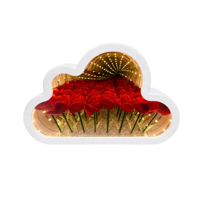 LAMPARA ESPEJO NUBE CON ROSAS Y LUZ