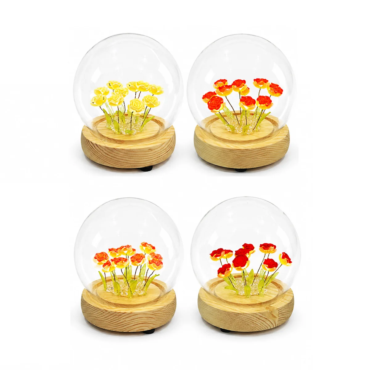 ESFERA CRISTAL CON FLORES DE LUZ