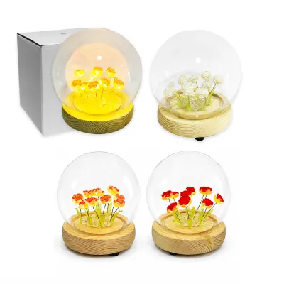 ESFERA CRISTAL CON FLORES DE LUZ