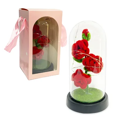 ROSAS DE CHELIN CON LUZ ENCAPSULADAS (PILAS)