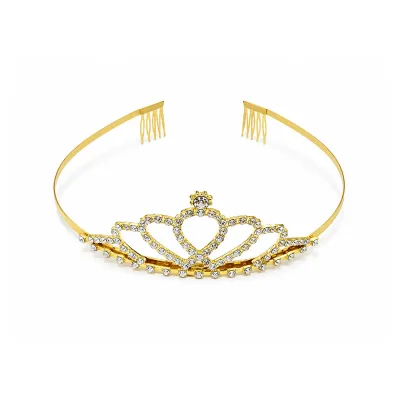DIADEMA PRINCESA METALICA DORADA 15CM (PQTX12)