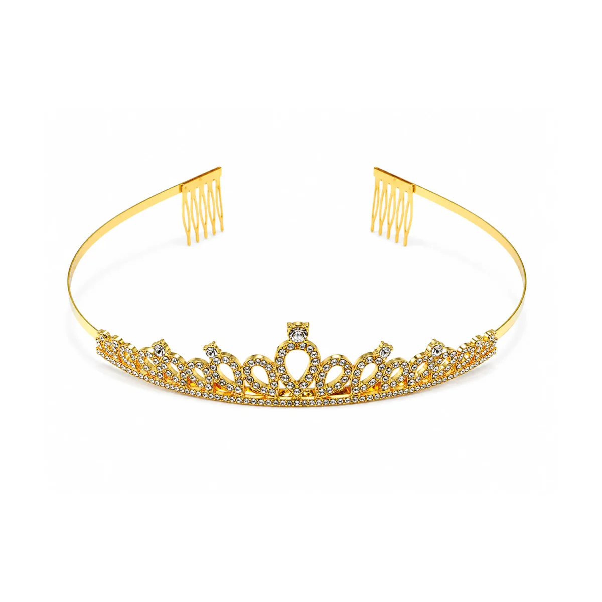 DIADEMA PRINCESA METALICA DORADA 14CM (PQTX12)