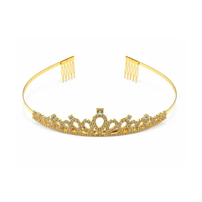 DIADEMA PRINCESA METALICA DORADA 14CM (PQTX12)