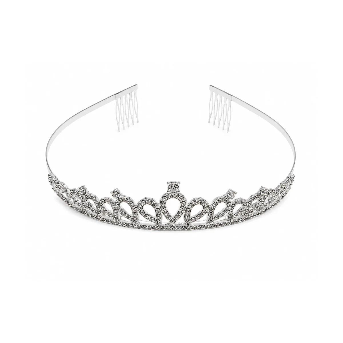 DIADEMA PRINCESA METALICA PLATEADA 14CM (PQTX12)