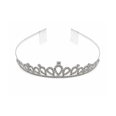 DIADEMA PRINCESA METALICA PLATEADA 14CM (PQTX12)