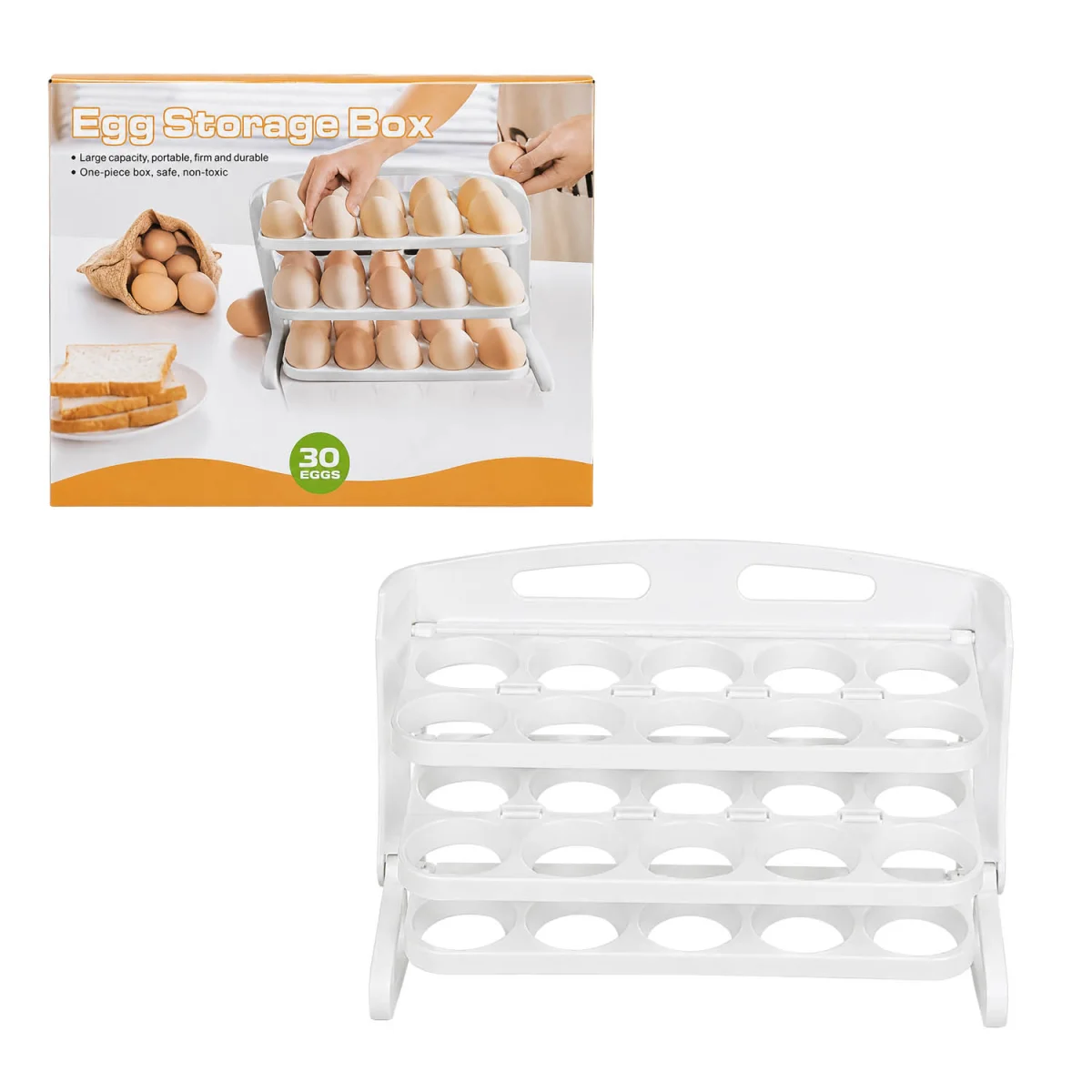 ESTANTE ORGANIZADOR DE HUEVOS 3 NIVELES 23.5*20*10CM