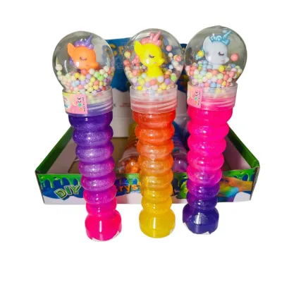 SLIME TARRO ESCARCHADO CON UNICORNIO Y BOLITAS