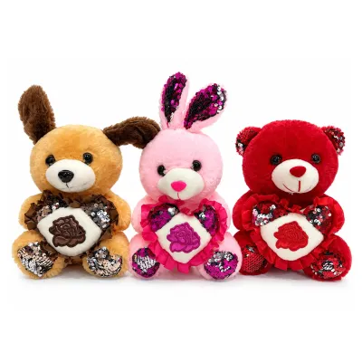 PELUCHE ANIMAL CON CORAZON 22CM