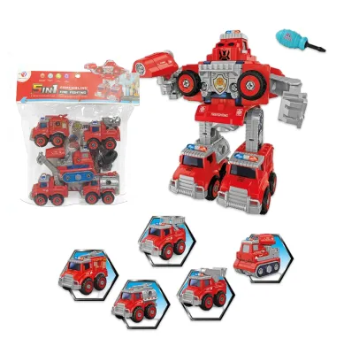 ROBOT CARRO DE BOMBEROS ARMABLE 5 EN 1