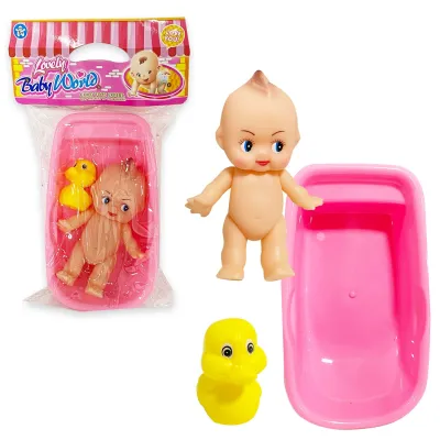 BAÑERA CON BEBE Y ACCESORIOS EN BOLSA