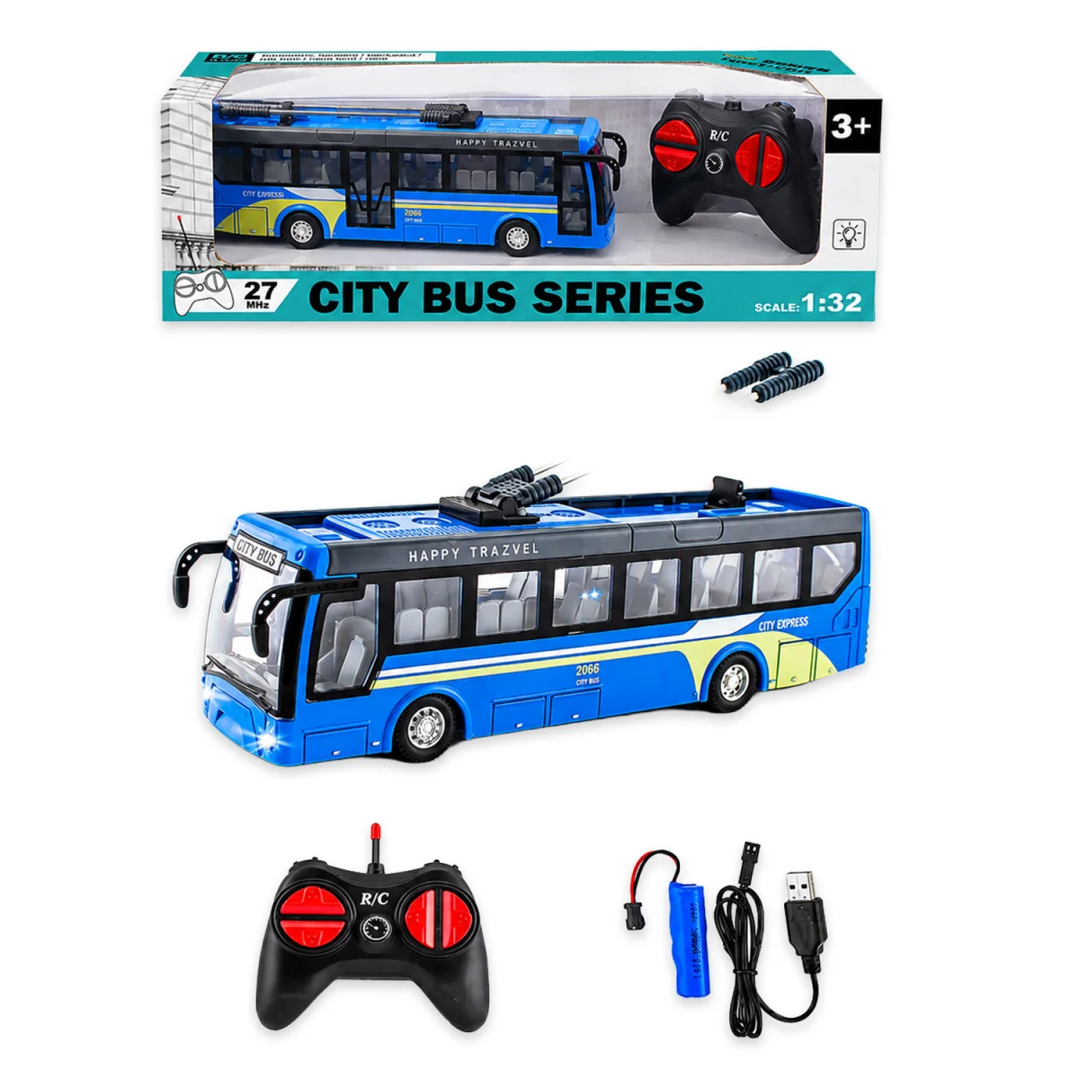 BUS CON LUZ CONTROL REMOTO (PILA RECARGABLE)