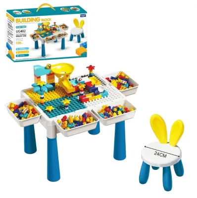 MESA CON BLOQUES DE CONSTRUCCION X 108 PCS CON SILLA