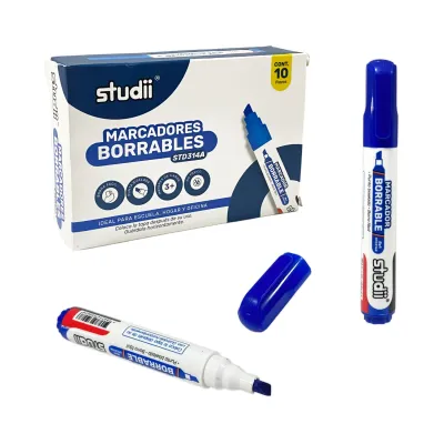 CAJA MARCADOR AZUL BORRABLE X10