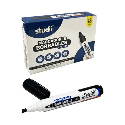 CAJA MARCADOR NEGRO BORRABLE X10