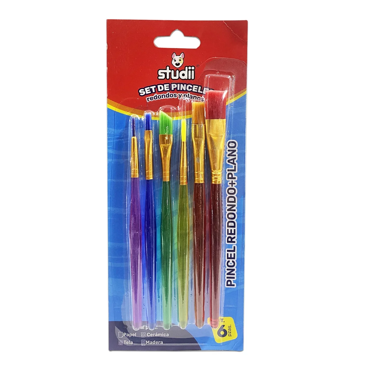 SET PINCEL REDONDO/PLANO X6 (PQTX12)