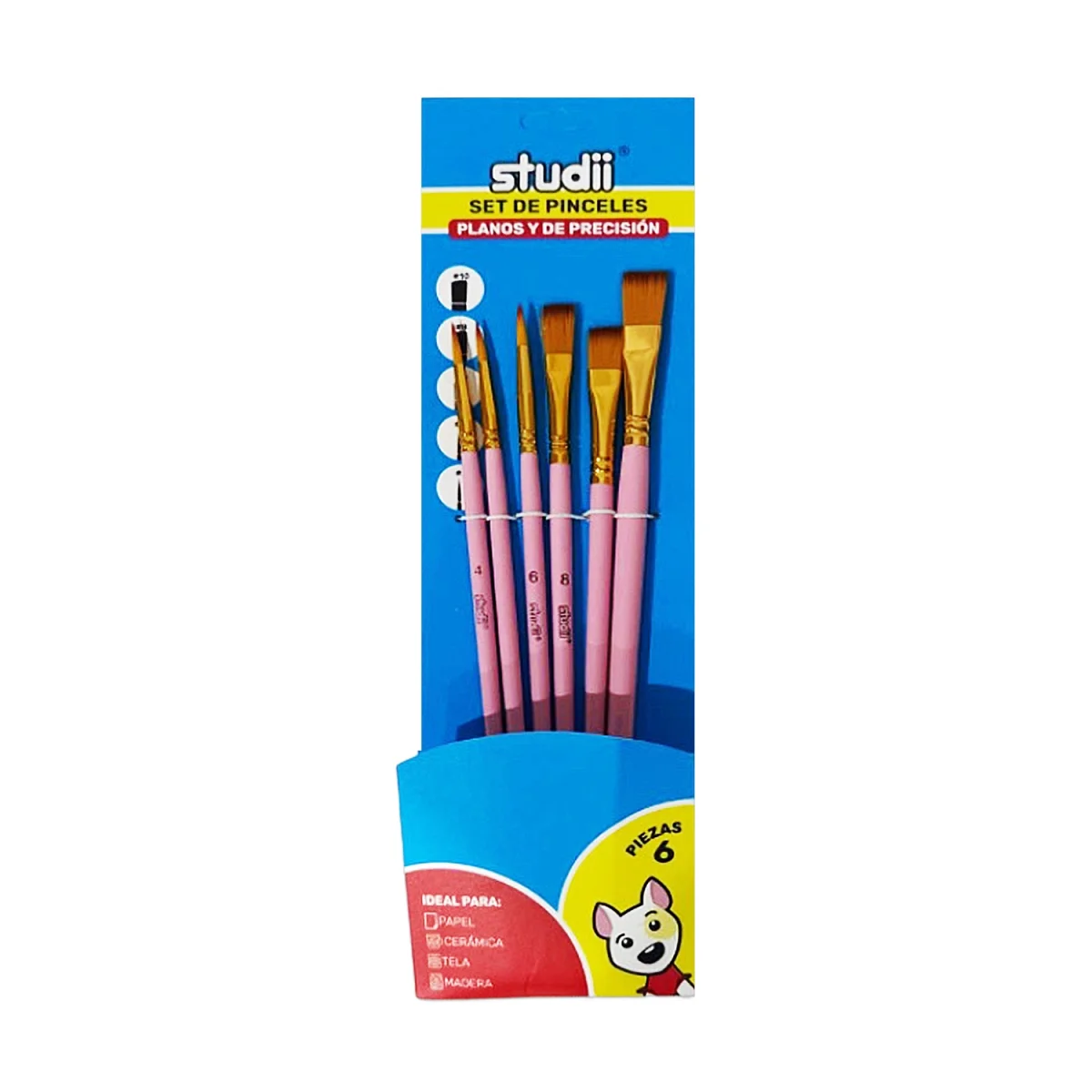 SET PINCEL REDONDO/PLANO X6 (PQTX12)