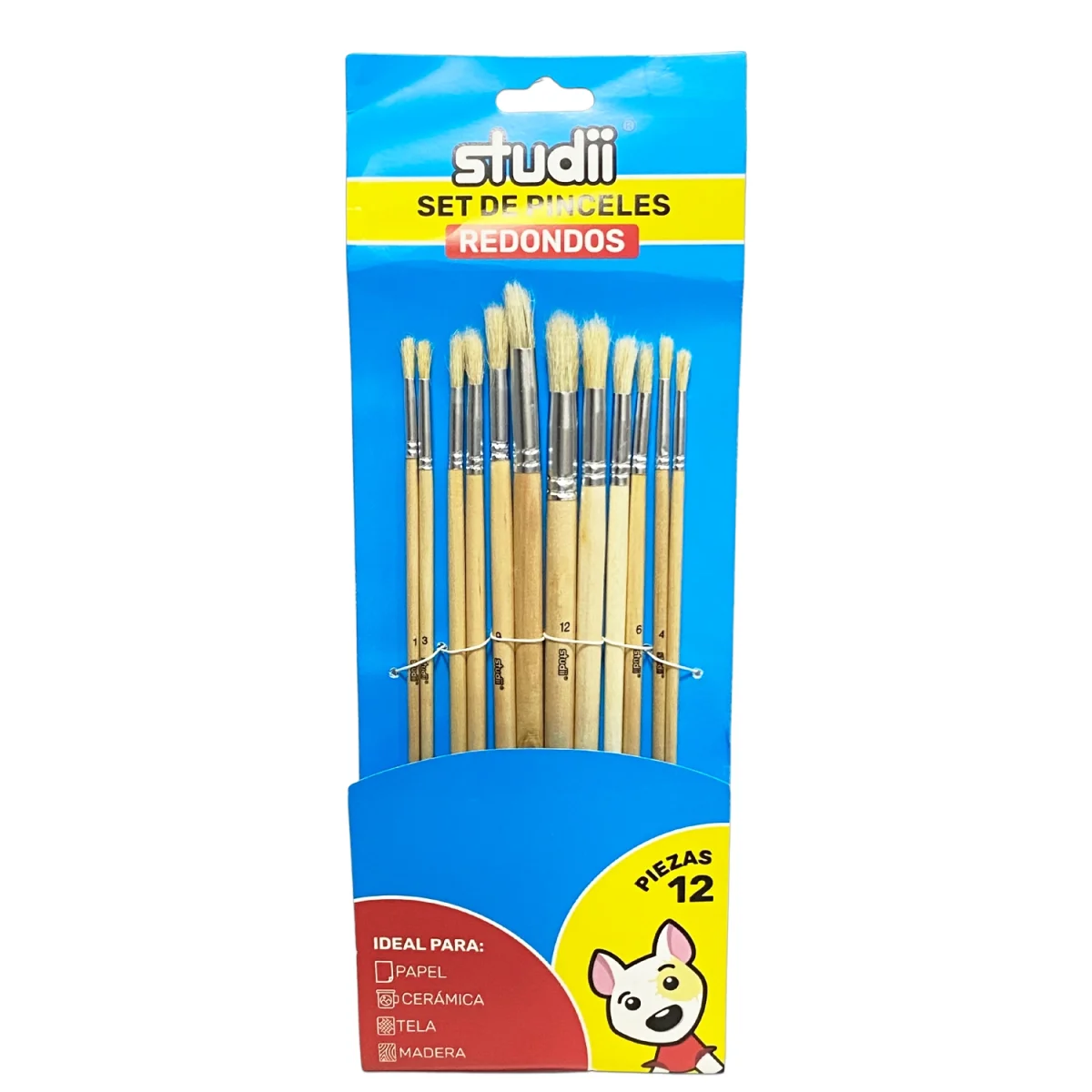 SET PINCEL MADERA REDONDO X12 (PQTX12)