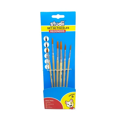 SET PINCEL MADERA REDONDO X6 (PQTX12)