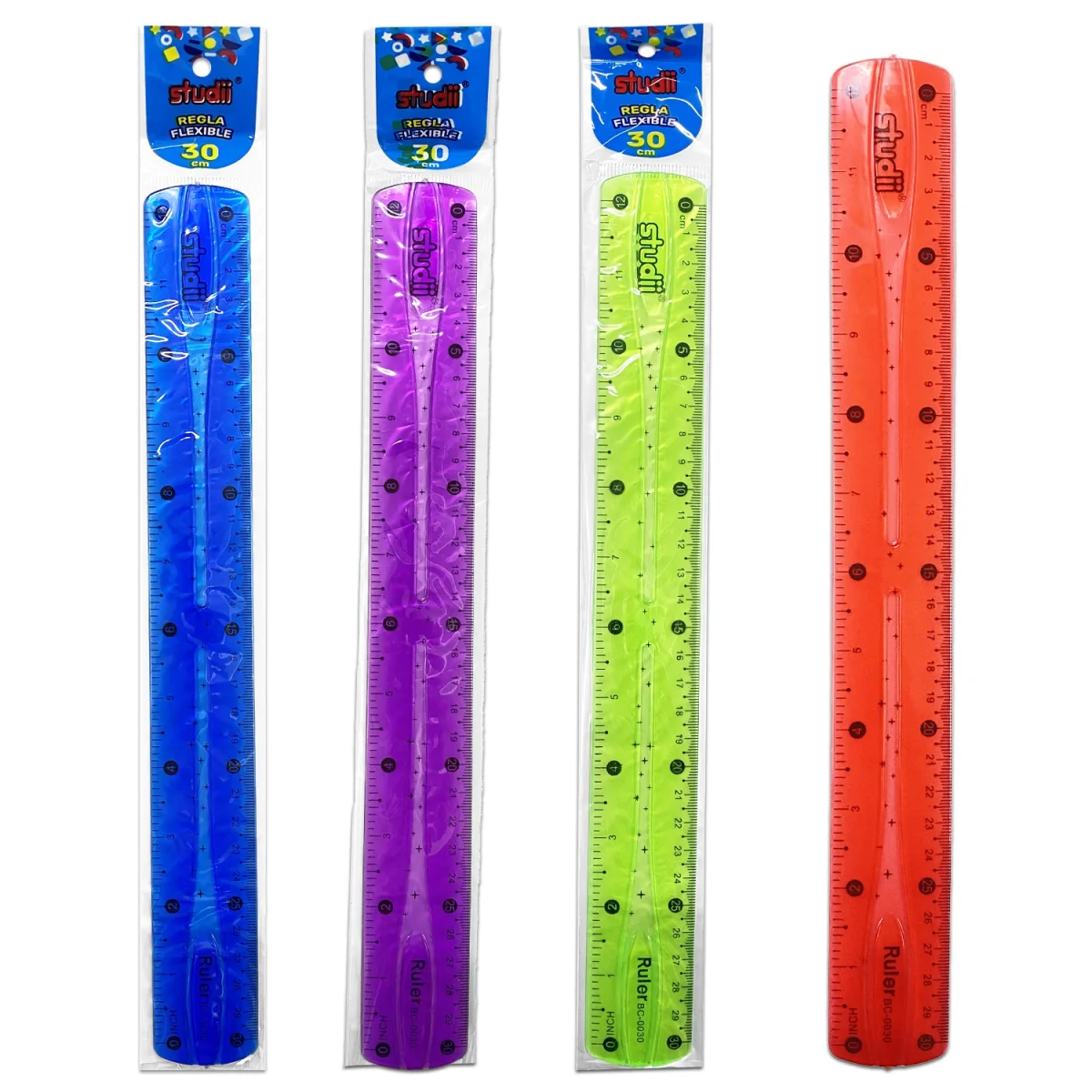 REGLA FLEXIBLE COLORES 30CM (PQTX24)