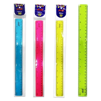 REGLA RIJIDA COLORES 30CM (PQTX40)