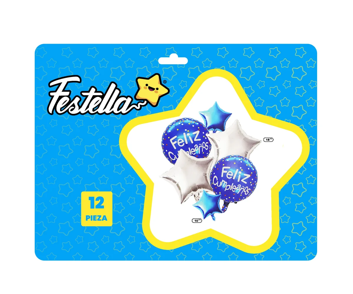 KIT GLOBO FELIZ CUMPLEAÑOS X6 (PQTX12)
